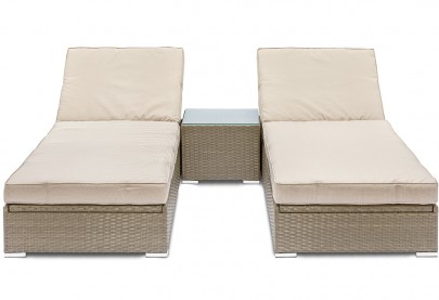 GGL Marbella Sunlounger Set - Natural Tan Rattan With Cream Cushions