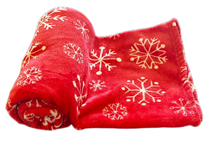 XL Fleece Christmas Blanket, Fleecy Throw - Snowflake Design - Red