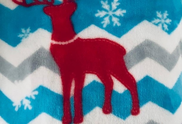 Fleece Christmas Blanket, Fleecy Throw - Reindeer Design