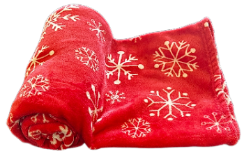 XL Fleece Christmas Blanket, Fleecy Throw - Snowflake Design - Red