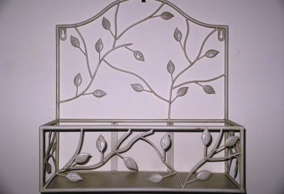 Set of 2 Wrought Iron Wall Shelves Cream