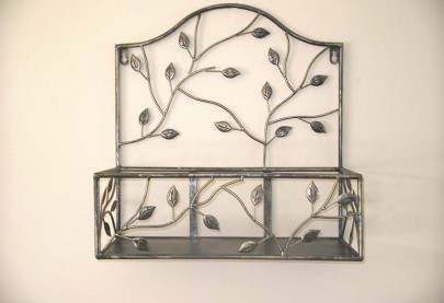Set of 4 Wrought Iron Wall Shelves Brushed Silver-Gold