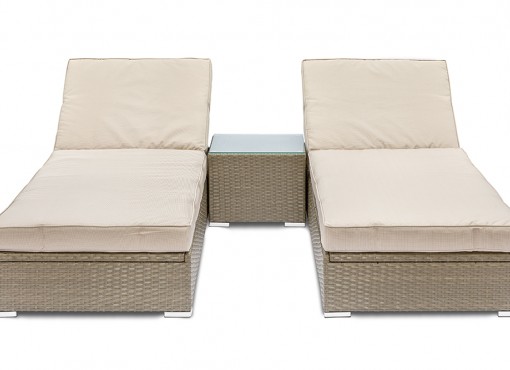 GGL Marbella Luxury Sunlounger Set - Natural Tan Rattan With Cream Cushions