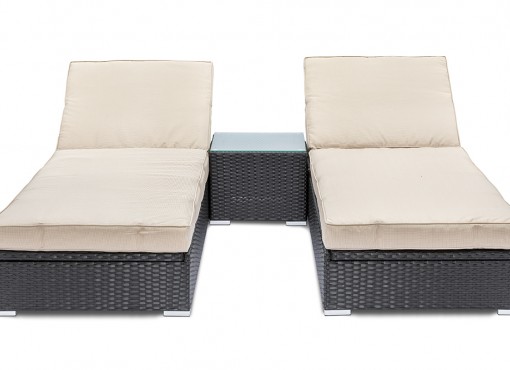 GGL Marbella Luxury Sunlounger Set - Dark Brown Rattan With Cream Cushions