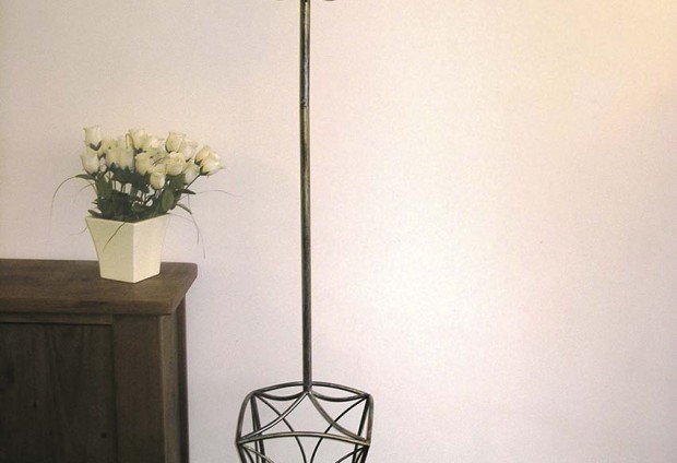 Wrought Iron Coat Stand Brushed Silver-Gold