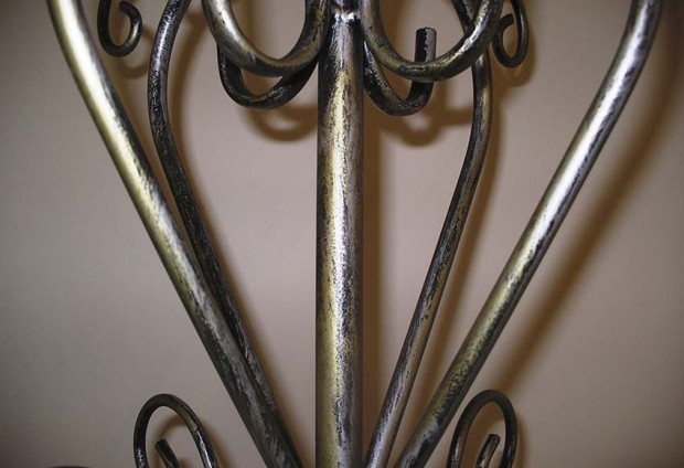 Wrought Iron Coat Stand Brushed Silver-Gold