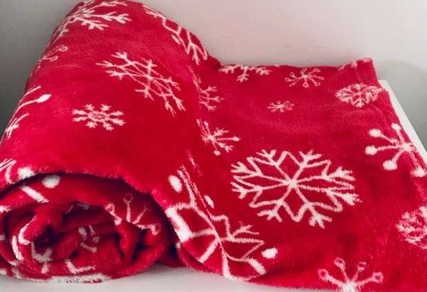 Fleece Christmas Blanket, Fleecy Throw - Snowflake Design